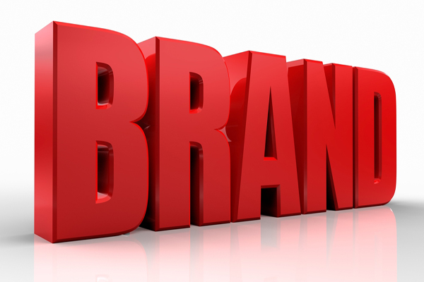 3D word brand in red stands for your company's tone of voice in writing to your prospects.