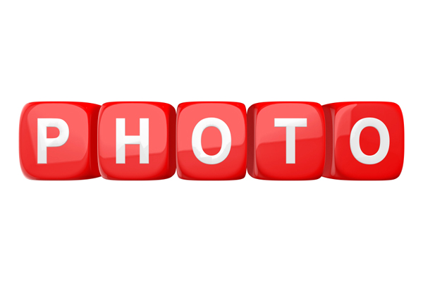 3D word photo in white on red blocks stands for how to use images in your online home care content.
