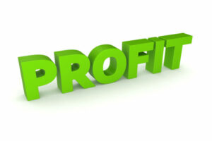 3D word profit in green stands for company profit.