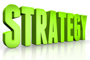 3D word strategy in green stands for home care content strategy.