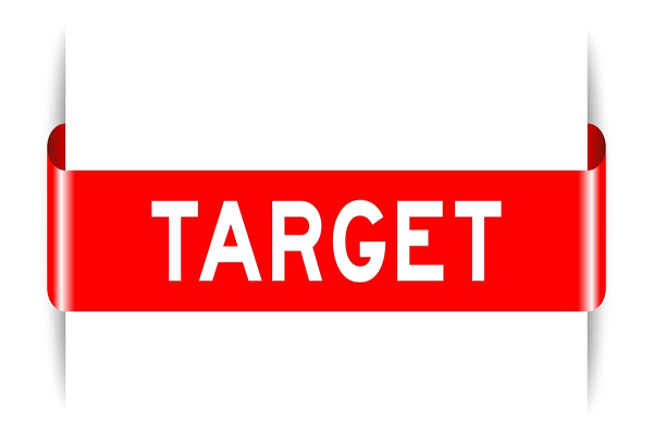3D word target in white on red band stands for target marketing.