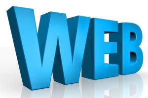 3d word web in blue stands for home care website writing.