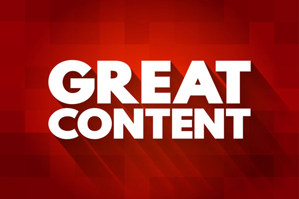 3D words great content in white on red square stands for website pages with great copy.