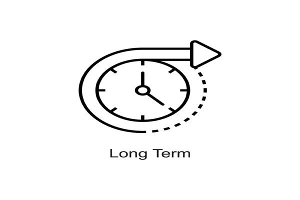 Clock and words long term shows seo content has long term results.
