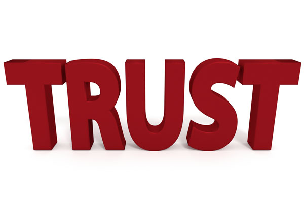 3d word trust in red.