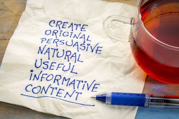 Text that says create original, persuasive, natural, useful, informative content.