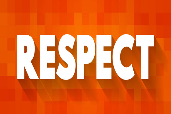 Red background with white word respect.