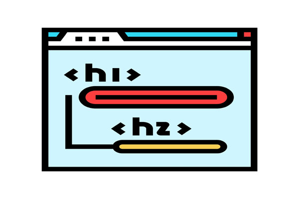 H1 and H2 header tags text on computer screen.
