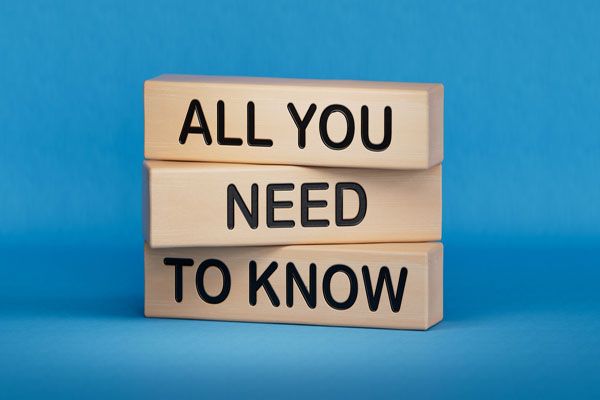 All you need to know text on 3 blocks on a blue background.