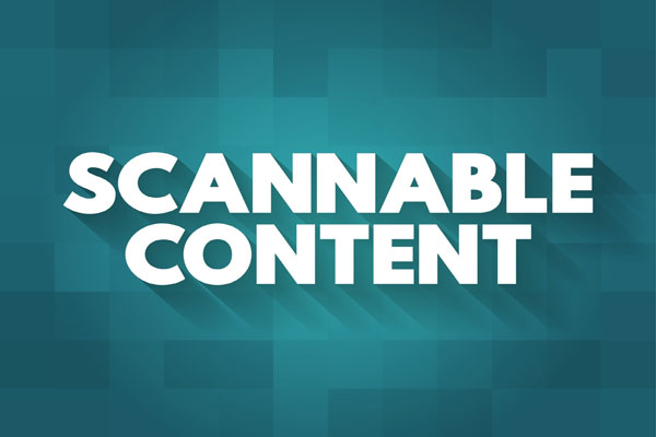 Scannable content text in white on green background.