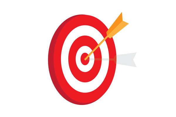 Bullseye with arrow in the center.