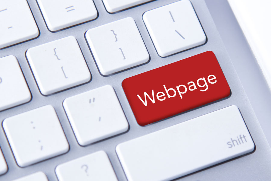 Keyboard with word webpage on computer key.